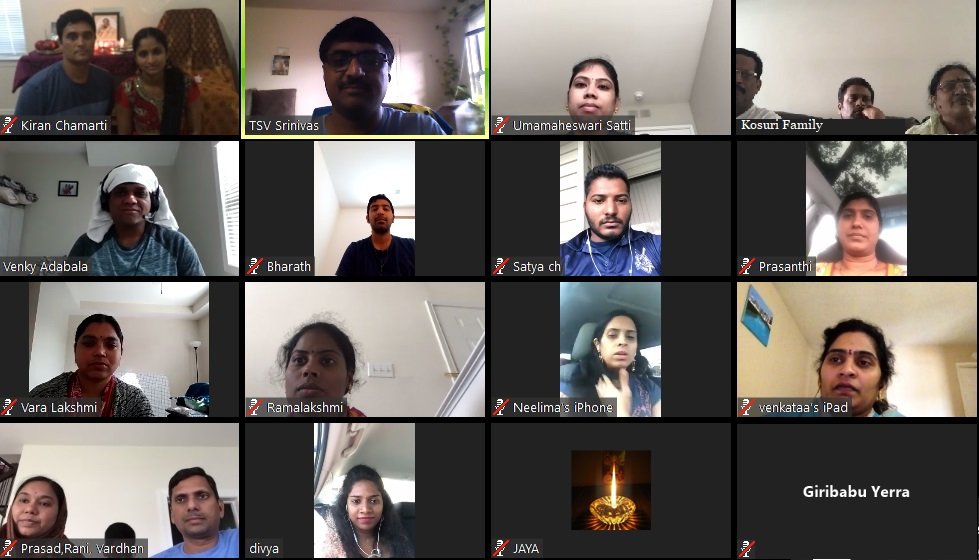 USA - 7 సెప్టెంబర్ 2019 శనివారం నాడు అమెరికాలో సెప్టెంబర్ నెల ఆరాధనా కార్యక్రమము అంతర్జాలంలో శ్రీ చామర్తి కిరణ్ కుమార్ గారి ఇంటిలో నిర్వహించబడినది. అమెరికాలోని సభ్యులు పాల్గొన్నారు