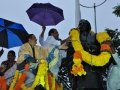 Sri.Thota Narsimham,M.P.(Kakinda) garlanding statue of Kavisekhara Dr.Umar Alisha (6th head of peetham)